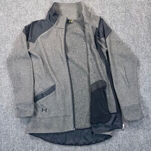 Under Armour Performance Fleece Full Zip Jacket Women's XS‎ Gray Black Athletic